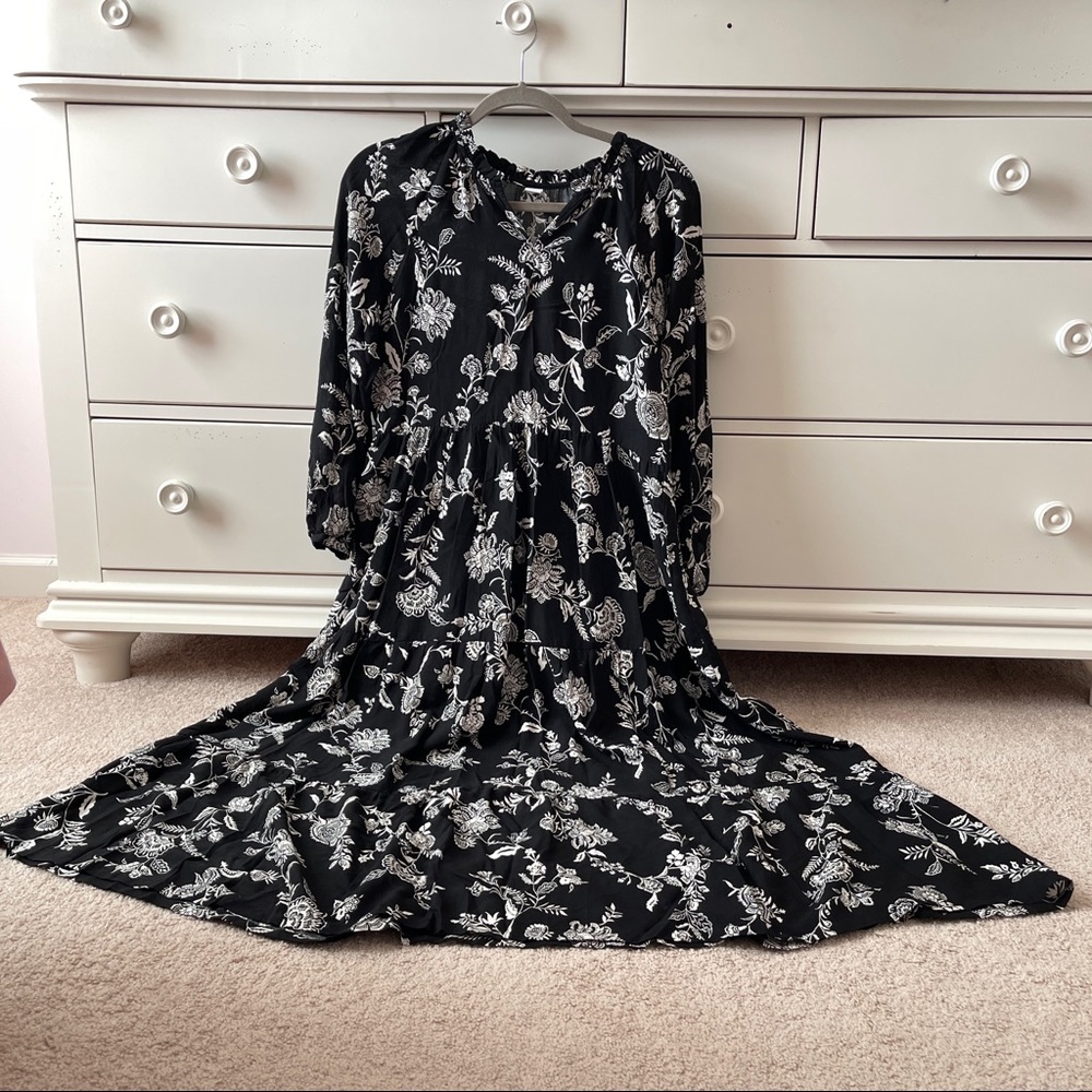Old navy long sleeves fit n flare midi dress